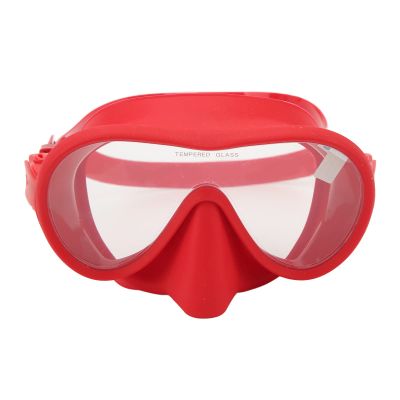LAVEN Snorkel Diving Mask, 3D Tight Fit Foldable Anti Fog Tempered Glass Swim Goggles for Freediving (Red)