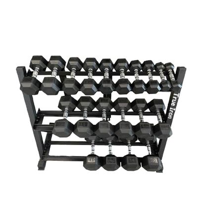 True Iron Rubber Hex Dumbbells Sets - Premium Quality Dumbbell Weights with 1-Year Warranty  Solid-Steel Handle - Strength Training Equipment - Multiple Choices Available (5-50 LB, Rubber)