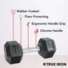 True Iron Rubber Hex Dumbbells Sets - Premium Quality Dumbbell Weights with 1-Year Warranty  Solid-Steel Handle - Strength Training Equipment - Multiple Choices Available (5-50 LB, Rubber) view 2