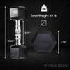 True Iron Rubber Hex Dumbbells Sets - Premium Quality Dumbbell Weights with 1-Year Warranty  Solid-Steel Handle - Strength Training Equipment - Multiple Choices Available (5-50 LB, Rubber) view 4