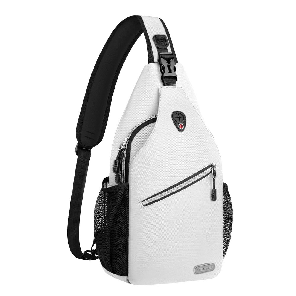 MOSISO Sling Backpack, Multipurpose Crossbody Shoulder Bag Travel Hiking Daypack, Ivory White, Medium
