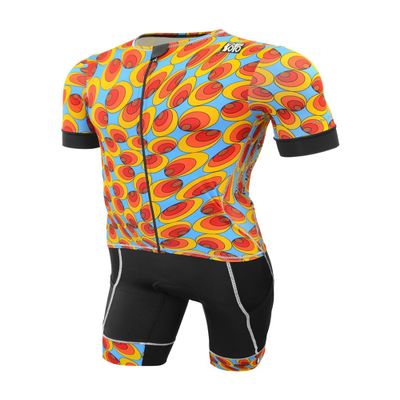 De Soto Sport Men's Forza Hybrid Short Sleeve Trisuit (Liquid Color Circles, Size Small)