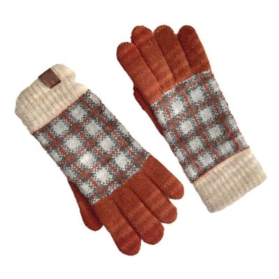 Winter Touch Screen Gloves Wool Warm Gloves, Women's Winter Cycling and Fleece Thick Gloves, Autumn and Winter Checkerboard 5-Finger Touch Screen Gloves Touch Screen Gloves (Color : A)