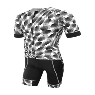 De Soto Sport Men's Forza Hybrid Short Sleeve Trisuit (Liquid Grey Circles, Size Large)
