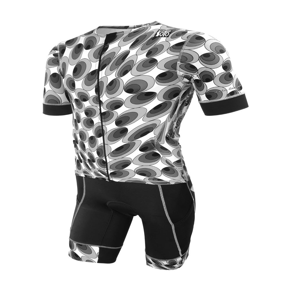 De Soto Sport Men's Forza Hybrid Short Sleeve Trisuit (Liquid Grey Circles, Size Large)