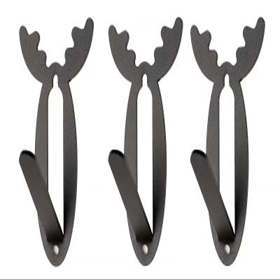 HANDYGO European Mount Skull Hanger - 10GA Heavy-Duty Steel and Black Powder Coated, European Deer Mount Hanger with Screws, Black(Set of 3) (4.7 x 1.6)