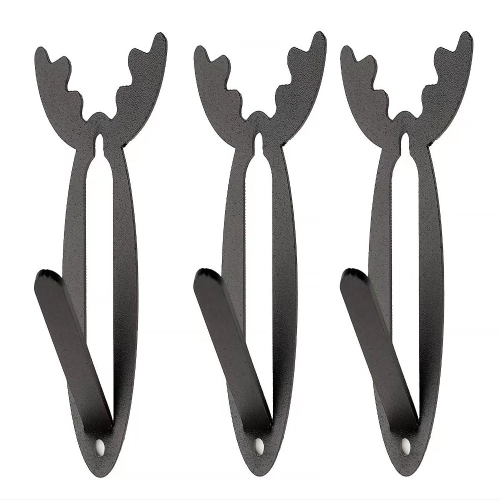 HANDYGO European Mount Skull Hanger - 10GA Heavy-Duty Steel and Black Powder Coated, European Deer Mount Hanger with Screws, Black(Set of 3) (4.7 x 1.6)