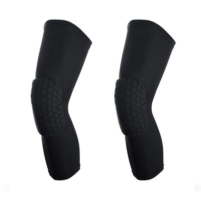 SUJAYU Basketball Knee Pads, 2 Pack Honeycomb Anti Collision Leg Compression Sleeves, Sports Sleeves for Wrestling Football Volleyball Soccer Skating (Large, Black)