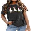 Christmas Shirts for Women Christmas Ducks T-Shirt Funny Animals Christmas Tops Casual Farm Lover Gift view 2
