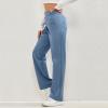 midelxp Straight Leg Trousers Pants for Women High Waisted Button Down Stretchy Business Work Pants with Multiple Pockets Elastic Waisted Business Casual Pants for Women Petite Pants for Women view 3