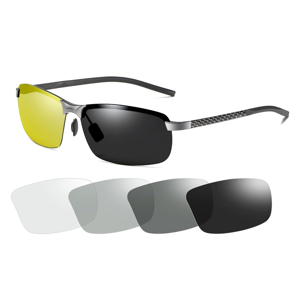 YIMI Polarized Photochromic Outdoor Sports Driving Sunglasses for Men Women AntiGlareEyewear Ultra-Light Sun Glasses (photochromic/Carbon Fiber Yellow lens)