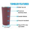 Decorvo Officially Licensed Collegiate Stainless Steel Tumbler - Double Walled Insulated Travel Tumbler with Slide Lid - 18 oz (Florida ST - Burgundy) view 3