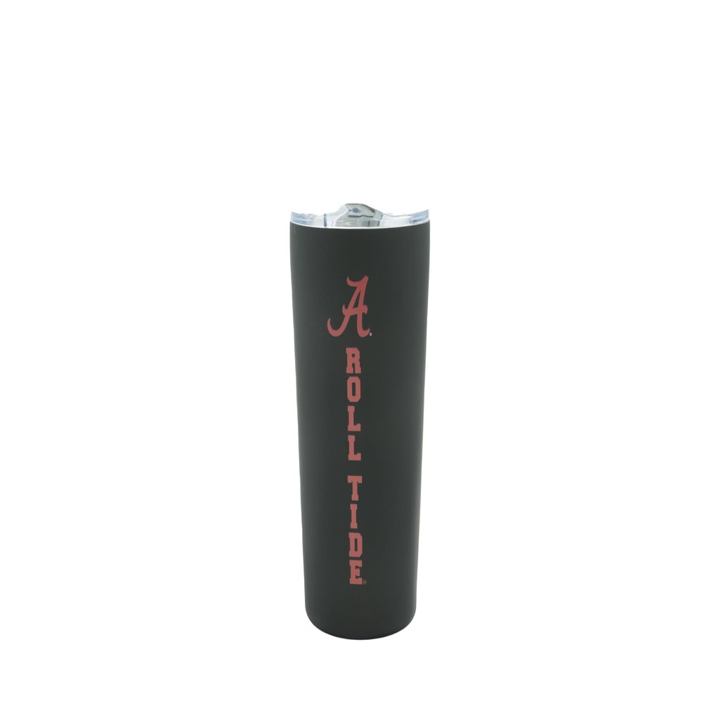 Decorvo Officially Licensed Collegiate Stainless Steel Tumbler - Double Walled Insulated Travel Tumbler with Slide Lid - 18 oz (Alabama - Black)