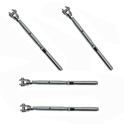 DBMIMPORTERS Marine 1/4" Thread Fork & Swage Stud Turnbuckle 1/8" Cable Stainless Steel 4 Pcs