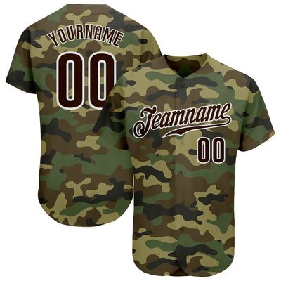 Custom Team Number Personalized Camo Brown-White Authentic Salute 2 Service Active Baseball Jersey for Men and Women