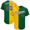 Custom Name Team Number Personalized Kelly Green Black-Yellow Authentic Split Fashion Active Baseball Jersey for Men Women Youth, Personalized Team Name Number Button Down Baseball Team Shirts view 1