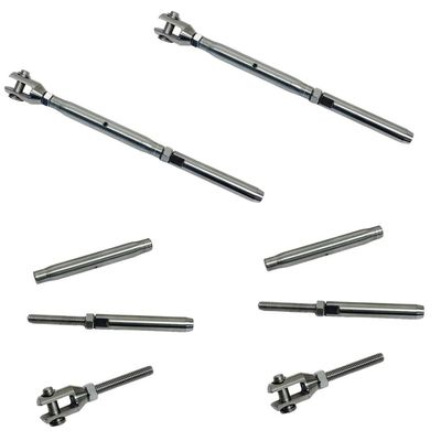 DBMIMPORTERS Marine 3/8" Thread Fork Swage Stud Turnbuckle 1/4" Cable Stainless Steel 4 Pcs
