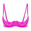 easyforever Women's Floral Lace Underwire Shelf Bra See Through Balconette Unlined Brassiere Rose Large view 1