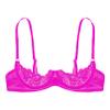 easyforever Women's Floral Lace Underwire Shelf Bra See Through Balconette Unlined Brassiere Rose Large view 4