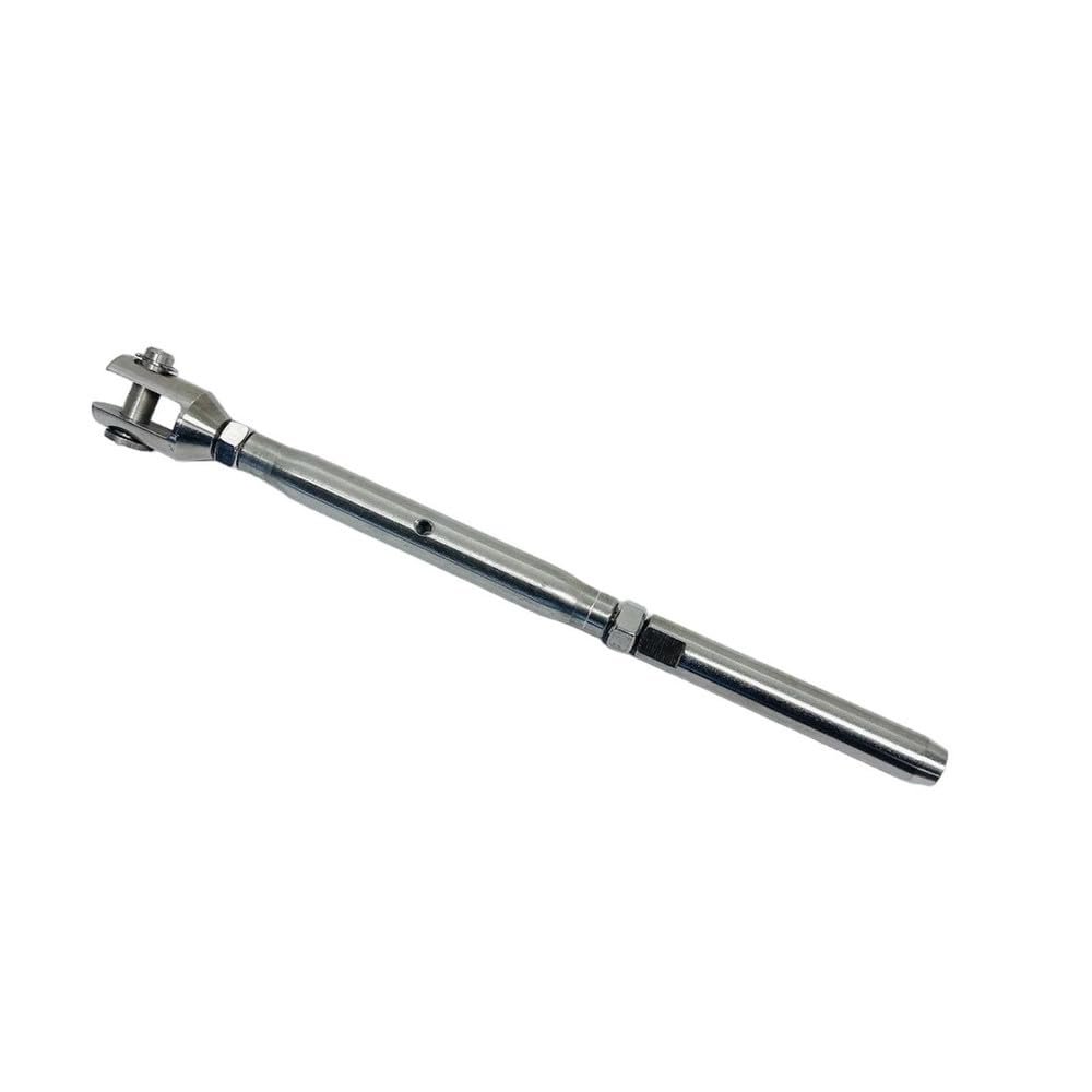 DBMIMPORTERS Marine 1/4" Thread Fork & Hand Swage Stud Turnbuckle 3/16" Cable Stainless Steel