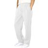 Cargo Sweatpants for Men 2025 Trendy Stretch Elastic Waist Jogger Pants Warm Fleece Pants Cozy Baggy Sports Trousers A- White view 1