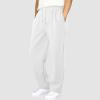 Cargo Sweatpants for Men 2025 Trendy Stretch Elastic Waist Jogger Pants Warm Fleece Pants Cozy Baggy Sports Trousers A- White view 2