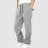 Cargo Sweatpants for Men 2025 Trendy Stretch Elastic Waist Jogger Pants Warm Fleece Pants Cozy Baggy Sports Trousers B- Grey view 2