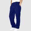 Cargo Sweatpants for Men 2025 Trendy Stretch Elastic Waist Jogger Pants Warm Fleece Pants Cozy Baggy Sports Trousers A- Blue view 2