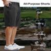 PULI Mens Shorts Long 12 Inch Inseam Golf Hiking Casual Flat Front Lightweight Comfort Athletic Travel Print Black 36 view 4