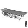 YVYKFZD Folding Camping Cot, Portable Camping Bed for Adults, Comfortable Single Sleeping Cots with Headrest Design and Side Pocket, Supports 440 lbs view 1