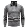 Maiyifu-GJ Men's Long Sleeve Fleece Quarter-Zip Sweater Casual Pullover Ribbed Knit Male Slim Knitted Wool Sweaters (Large,Light Gray 1) view 1