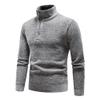 Maiyifu-GJ Men's Long Sleeve Fleece Quarter-Zip Sweater Casual Pullover Ribbed Knit Male Slim Knitted Wool Sweaters (Large,Light Gray 1) view 2