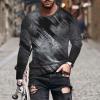 2023 Men Mens Long Sleeve Shirts Casual Gradient Color Loose Pullover Graphic Tee Shirts Fall Fashion Athletic Sweatshirts Long Sleeve Golf Shirts for Men Gray 3X view 2