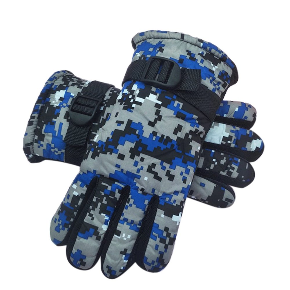 Kids Water Proof Winter Gloves Snow Ski Gloves Boys Girls Toddler Outdoor Sports Gloves for Cold Weather (Blue, One Size)