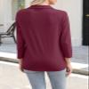 ORANDESIGNE Women's 3/4 Sleeves V Neck Polo Shirts Casual Summer Tops Basic Collar Cute Tees Wine Red view 2