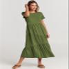 ANRABESS Women Summer Maxi Dress Short Sleeve Swing Casual Asymmetric Tiered Vacation Long Beach Sundress Outfits Army Green Small view 4