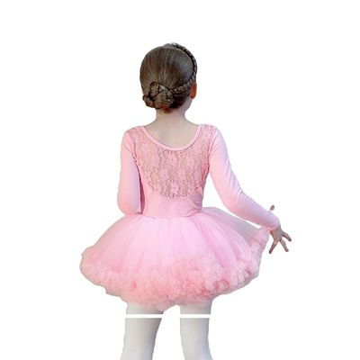 Exchoipm Kids Long Sleeve Lace Ballet Dress - Perfect for Ballet Performances and Dance Classes (US, Alpha, X-Large, Regular, Pink)