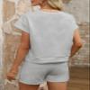 Dokotoo Workout Sets for Women Short Sleeve Sweatshirts Sweatpants with Pockets Summer Outfits 2025 Spring Casual Cute Valentines Pajamas for Women Grey Small view 3