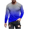 2023 Men Mens Long Sleeve Shirts Casual Gradient Color Loose Pullover Graphic Tee Shirts Fall Fashion Athletic Sweatshirts Heavyweight Long Sleeve t Shirts for Men Blue 4X view 1