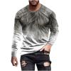 2023 Mens Long Sleeve Shirts Casual Gradient Color Loose Pullover Graphic Tee Shirts Fall Fashion Athletic Sweatshirts Mens Long Sleeve Cotton Shirts Gray 4X view 1