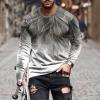 2023 Mens Long Sleeve Shirts Casual Gradient Color Loose Pullover Graphic Tee Shirts Fall Fashion Athletic Sweatshirts Mens Long Sleeve Cotton Shirts Gray 4X view 2