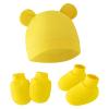 Baby Ears Newborn Hats Mittens and Socks Set for Boys Girls Hat 0 6 Month Infant Winter eanie Mitten Set (Yellow, One Size) view 1