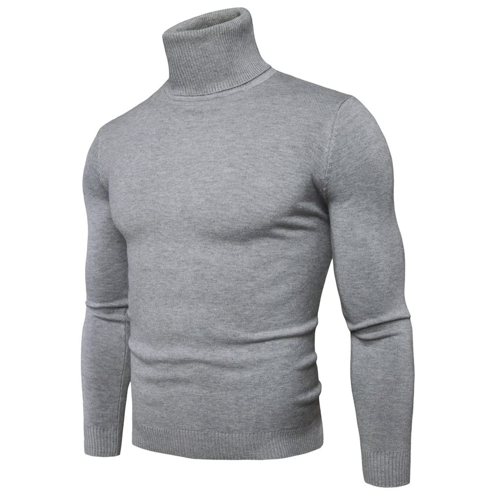 SAMST Mens Ribbed Slim Fit Knitted Pullover Turtleneck Sweater Casual Thermal Sweaters Basic Tops Lightweight Sweaters(Dark Gray,XXL)