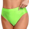 ACSUSS Women's Oil Glossy Bikini Briefs Cheeky Bottoms Shiny Silky Smooth Pants Sexy Underwear Fluorescent Green Medium view 1