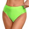 ACSUSS Women's Oil Glossy Bikini Briefs Cheeky Bottoms Shiny Silky Smooth Pants Sexy Underwear Fluorescent Green Medium view 2