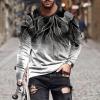 clearance of sales today deals prime Mens Long Sleeve Shirts Casual Gradient Color Loose Pullover Graphic Tee Shirts Fall Fashion Athletic Sweatshirts brown long sleeve shirt men Black XL view 2