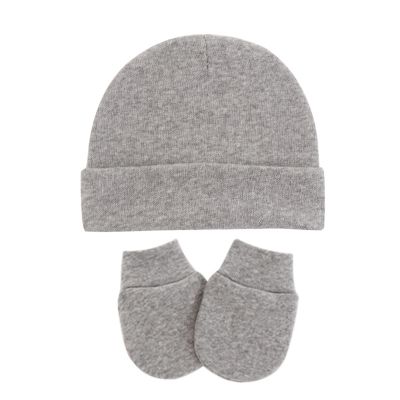 Baby Hats Mittens Set Unisex Infant eanie Caps Newborn ospital Hat with Mitten Set for Baby Boys Girls (Grey, A)