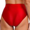 ACSUSS Women's Oil Glossy Bikini Briefs Cheeky Bottoms Shiny Silky Smooth Pants Sexy Underwear Red X-Large view 4