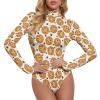 Chocolate Biscuits Cookies Women's Long Sleeve Bodysuit Turtleneck Tops Stretch Jumpsuit T Shirts L view 1