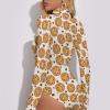 Chocolate Biscuits Cookies Women's Long Sleeve Bodysuit Turtleneck Tops Stretch Jumpsuit T Shirts L view 2